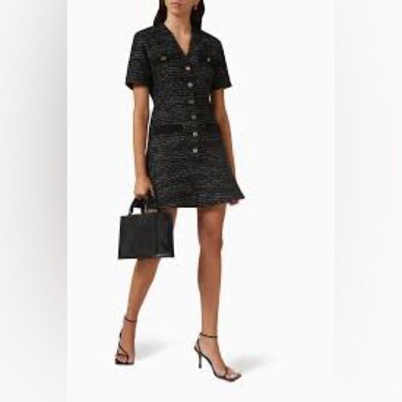 Sandro Gwendoline Tweed Dress Black Size 4 US - Picture 1 of 10